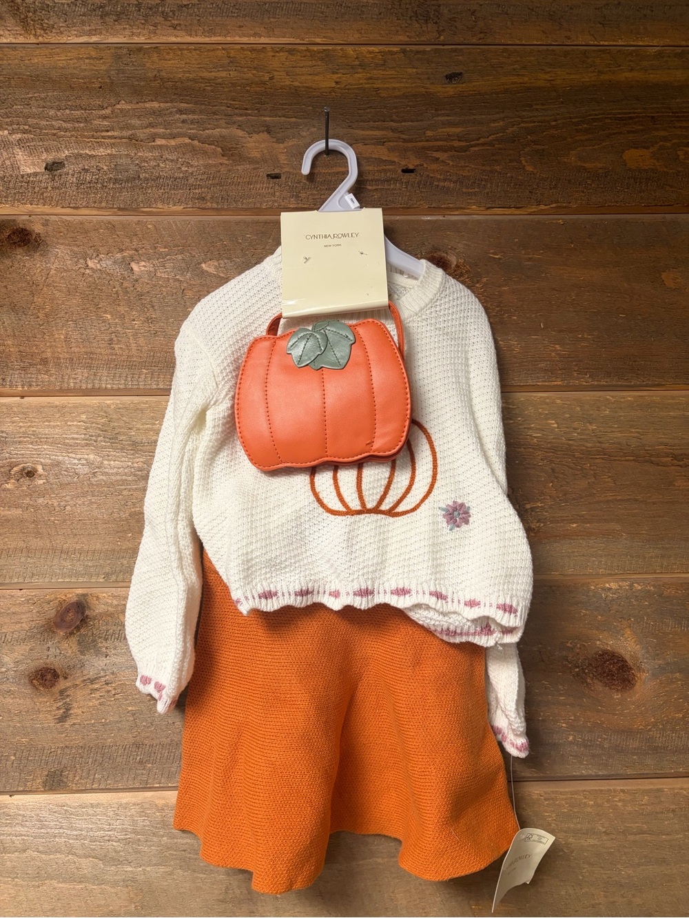 Cynthia Rowley NWT 4 Piece Skirt Sweater Knit Outfit Fall Pumpkin Patch 2T
